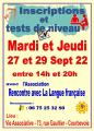 INSCRIPTION et TESTS de NIVEAU - Jeudi 29 Sept 2022 à 14h00