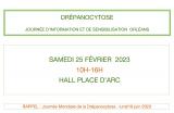 samedi 25 février 2023 Hall Place d'Arc, 10H-16H : Information et Sensibilisation à la Drépanocytose