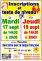 Inscription et Tests de Niveau - Cours Langue Française - Mardi 17 Sept 2024 à 14h30