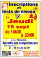  Inscription et Tests de Niveau - Cours Langue Française - Jeudi 19 Sept 2024 à 14h30