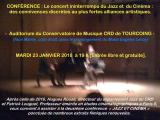 La conférence du mardi 23 janvier sur Jazz et Cinéma au CRD de Tourcoing : dernière 