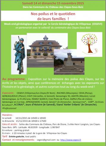 FORUM HISTOIRE ET GENEALOGIE 14/11 et 15/11/2015