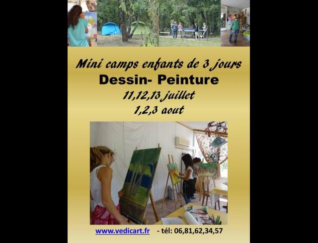 Minis camps enfants  de 3 jours (à partir de 9 ans) de dessin et peinture