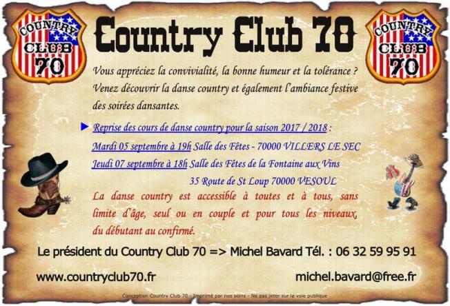 Reprise des cours de danse country à Villers le Sec - Saison 2017 / 2018