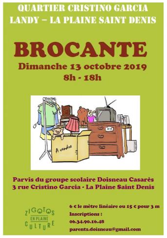 brocante le 13 octobre à La Plaine Saint Denis 