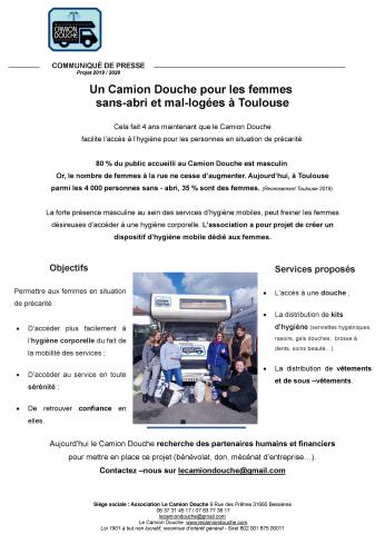 Projet 2020 : Un Camion Douche pour les femmes sans -abri